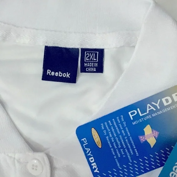Reebok Ladies X-Treme PLAYDRY Polo Raglan Short Sleeve Button Up Plus 2XL White - Picture 7 of 14